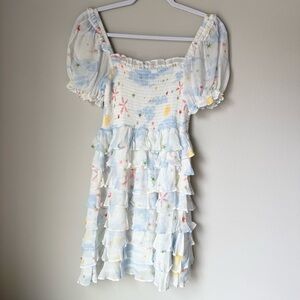 Hill House Home Mimi Nap Dress Smocked Puff Sleeve Mini Size S